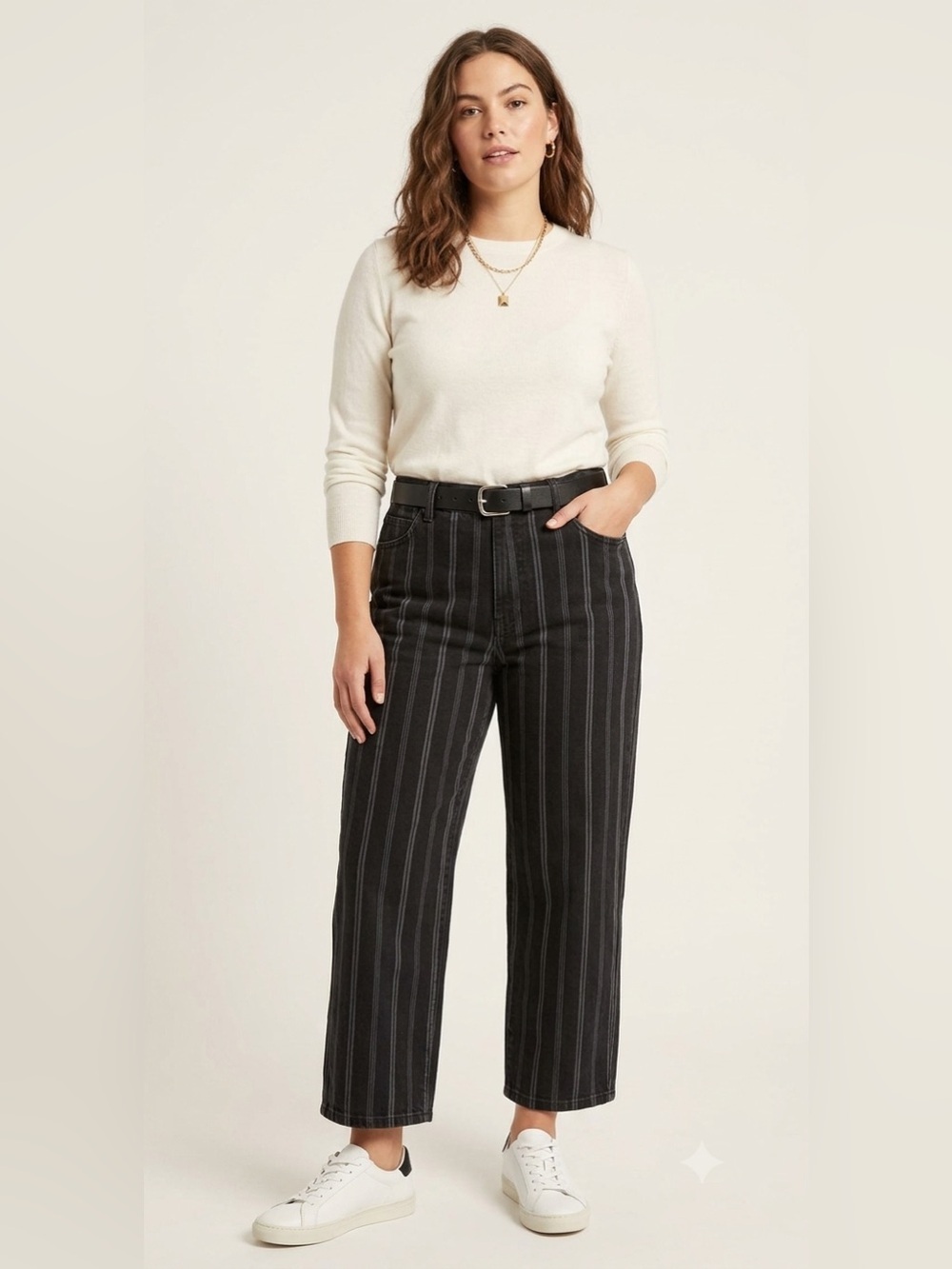 Boyish KIRBY Womens Stripe Straight Leg Jean Sz 26 in DELIVERANCE Black White